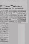 MIT Takes Wiedemann Information for Research by Terre Haute Tribune