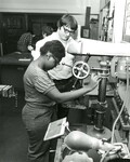 Student in shop class by Indiana State University, University Archives
