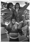 Cheerleaders on shoulders by Indiana State University