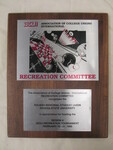 Recognition plaque for hosting ACU-I Recreation Tournament by Indiana State University, University Archives